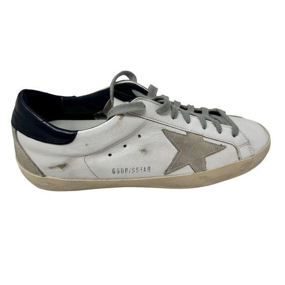 Golden Goose White Blue Super Star Leather Sneaker Women Size 40 US 10 No Box - Picture 8 of 17